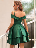 Benutzerdefinierte Größe Cold Shoulder Short Rüschen Prom Party Kleid Homecoming Cocktail Kleider