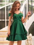 Benutzerdefinierte Größe Cold Shoulder Short Rüschen Prom Party Kleid Homecoming Cocktail Kleider