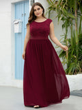 Vestido de dama de honor clásico con escote redondo y espalda en V, de encaje, talla personalizada, para noche formal