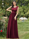 Vestido clásico de dama de honor con escote redondo y espalda en V, corpiño de encaje, vestidos formales de noche, vestidos de fiesta
