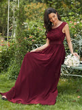 Vestido clásico de dama de honor con escote redondo y espalda en V, corpiño de encaje, vestidos formales de noche, vestidos de fiesta