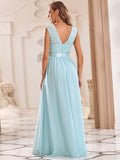 Vestido de dama de honor clásico con escote redondo y espalda en V, de encaje, talla personalizada, para noche formal