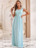 Vestido de dama de honor clásico con escote redondo y espalda en V, de encaje, talla personalizada, para noche formal