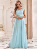 Vestido de dama de honor clásico con escote redondo y espalda en V, de encaje, talla personalizada, para noche formal