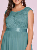 Vestido de dama de honor clásico con escote redondo y espalda en V, de encaje, talla personalizada, para noche formal