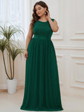 Vestido de dama de honor clásico con escote redondo y espalda en V, de encaje, talla personalizada, para noche formal