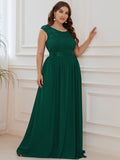Vestido de dama de honor clásico con escote redondo y espalda en V, de encaje, talla personalizada, para noche formal