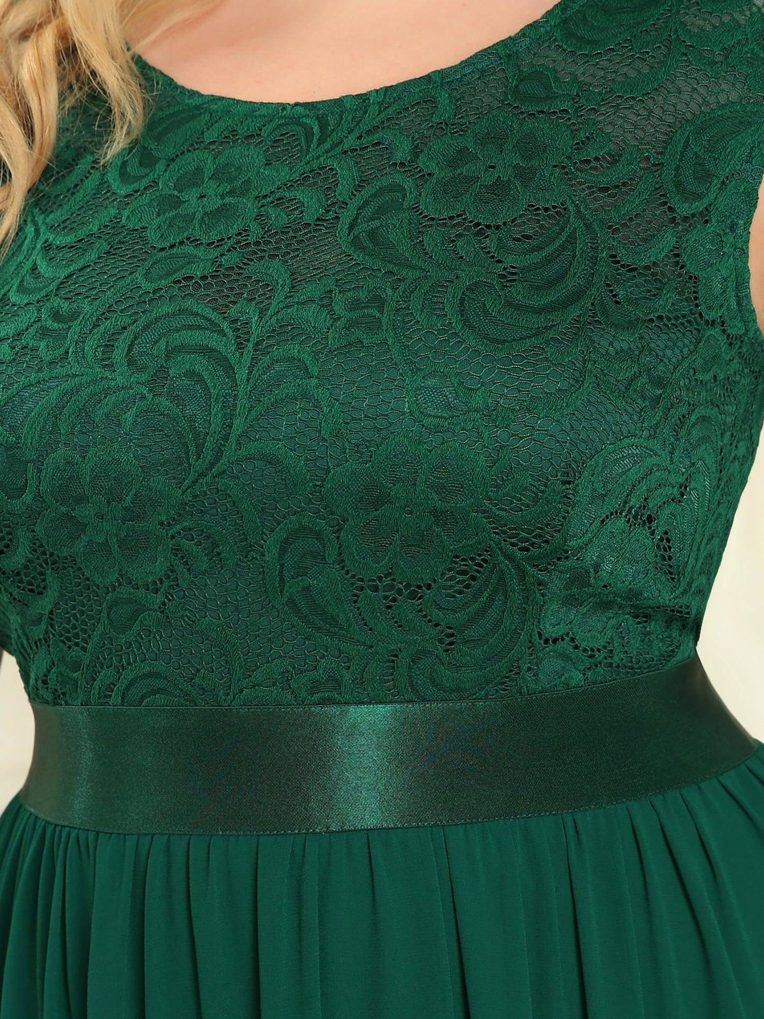 Vestido de dama de honor clásico con escote redondo y espalda en V, de encaje, talla personalizada, para noche formal