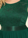Vestido clásico de dama de honor con escote redondo, espalda descubierta y corpiño de encaje, vestidos de noche formales para mujer.