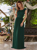 Vestido clásico de dama de honor con escote redondo, espalda descubierta y corpiño de encaje, vestidos de noche formales para mujer.