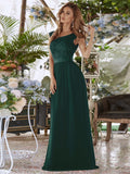 Vestido clásico de dama de honor con escote redondo, espalda descubierta y corpiño de encaje, vestidos de noche formales para mujer.