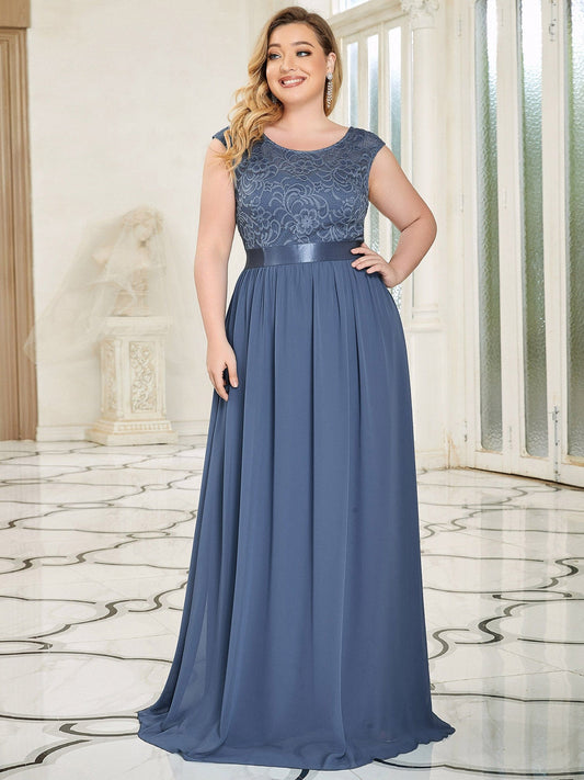 Custom Size Classic Round Neck V Back Lace Bridesmaid Dress Formal Evening Dresses