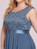 Vestido clásico de dama de honor con escote redondo, espalda descubierta y corpiño de encaje, vestidos de noche formales para mujer.