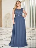 Vestido clásico de dama de honor con escote redondo, espalda descubierta y corpiño de encaje, vestidos de noche formales para mujer.
