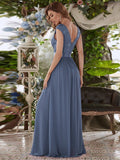 Vestido clásico de dama de honor con escote redondo, espalda descubierta y corpiño de encaje, vestidos de noche formales para mujer.