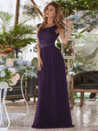 Vestido clásico de dama de honor con escote redondo, espalda descubierta y corpiño de encaje, vestidos de noche formales para mujer.