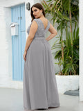 Vestido de dama de honor clásico con escote redondo y espalda en V, de encaje, talla personalizada, para noche formal