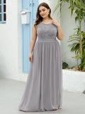 Vestido de dama de honor clásico con escote redondo y espalda en V, de encaje, talla personalizada, para noche formal