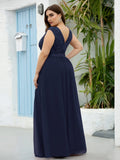 Vestido de dama de honor clásico con escote redondo y espalda en V, de encaje, talla personalizada, para noche formal