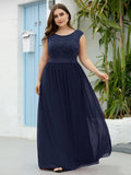 Vestido de dama de honor clásico con escote redondo y espalda en V, de encaje, talla personalizada, para noche formal
