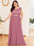 Vestido de dama de honor clásico con escote redondo y espalda en V, de encaje, talla personalizada, para noche formal