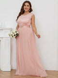Vestido de dama de honor clásico con escote redondo y espalda en V, de encaje, talla personalizada, para noche formal