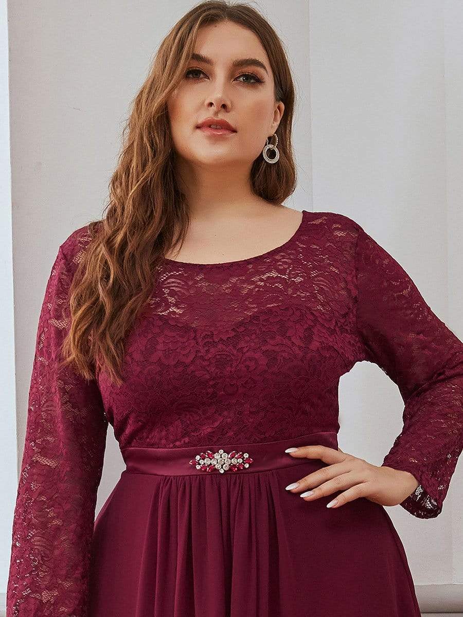 Classic Floral Lace Mother Dress with Long Sleeve Formal Evening Dresses