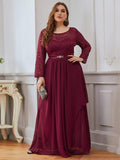 Classic Floral Lace Mother Dress with Long Sleeve Formal Evening Dresses