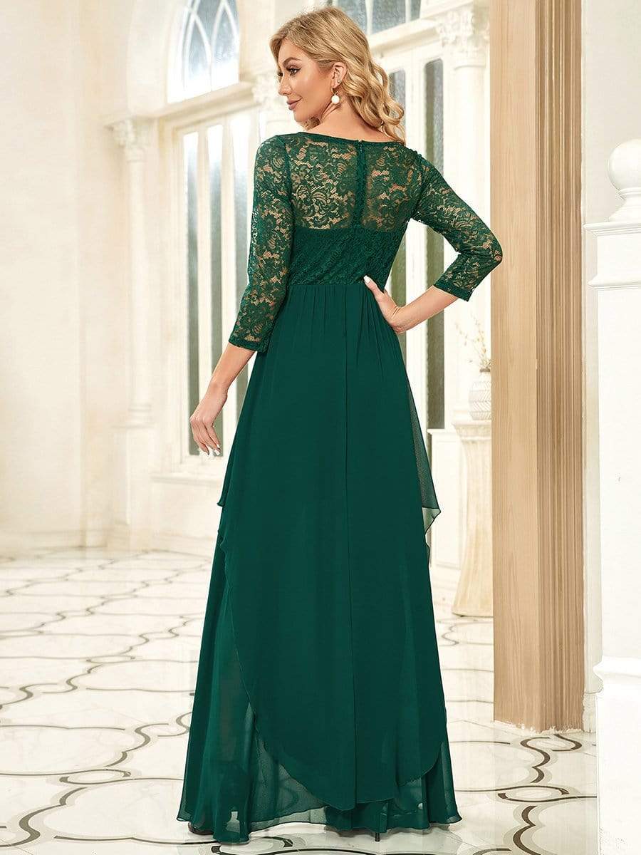 Classic Floral Lace Mother Dress with Long Sleeve Formal Evening Dresses