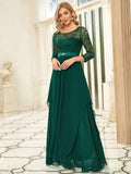 Classic Floral Lace Mother Dress with Long Sleeve Formal Evening Dresses