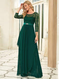 Classic Floral Lace Mother Dress with Long Sleeve Formal Evening Dresses
