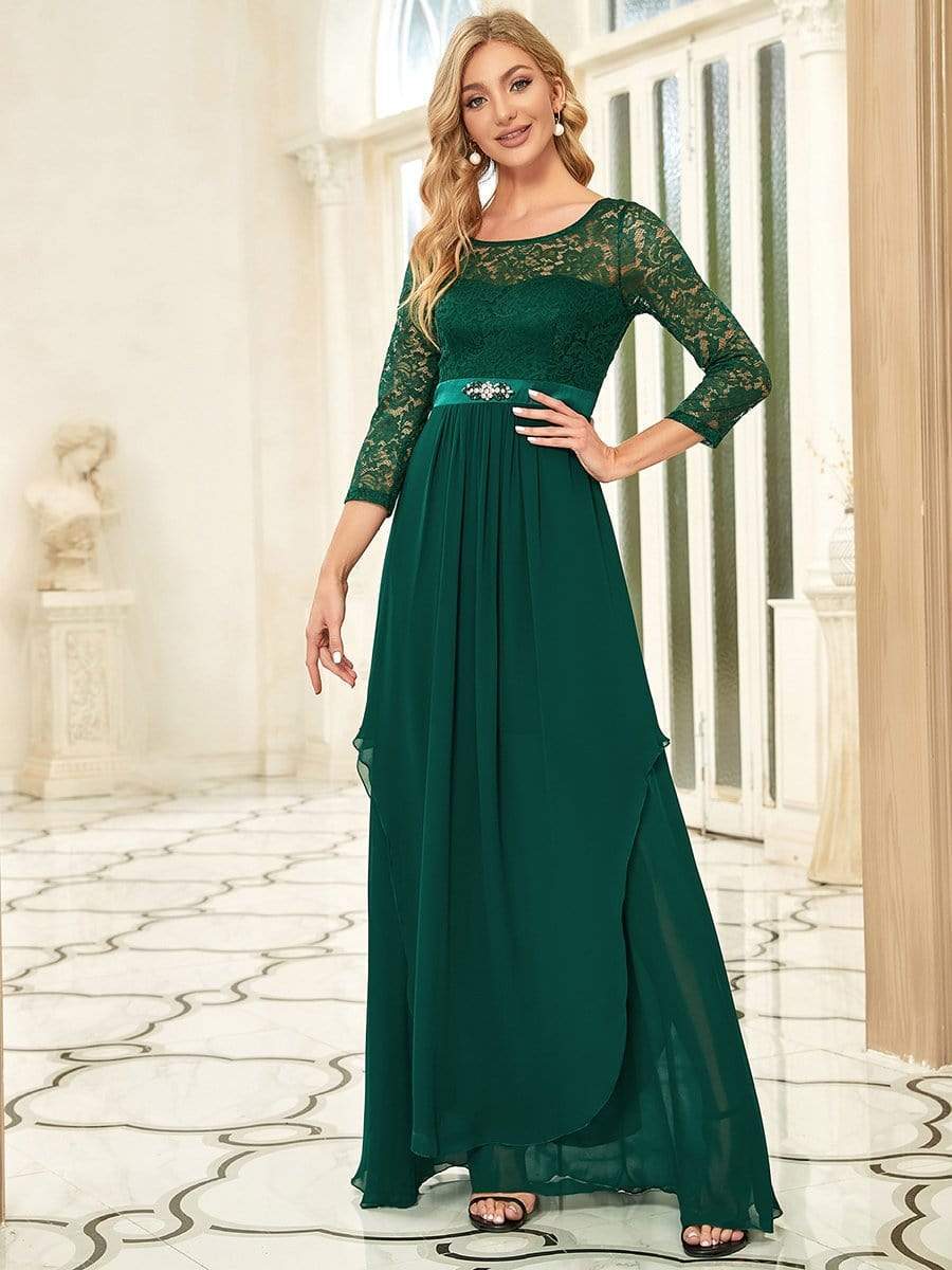 Classic Floral Lace Mother Dress with Long Sleeve Formal Evening Dresses