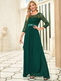 Classic Floral Lace Mother Dress with Long Sleeve Formal Evening Dresses