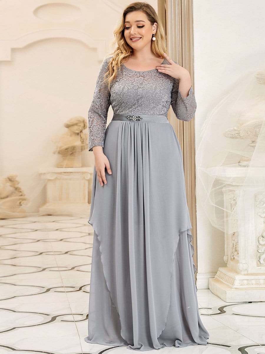 Classic Floral Lace Mother Dress with Long Sleeve Formal Evening Dresses