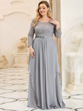 Classic Floral Lace Mother Dress with Long Sleeve Formal Evening Dresses