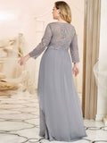 Classic Floral Lace Mother Dress with Long Sleeve Formal Evening Dresses