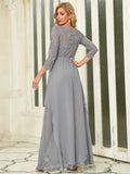 Classic Floral Lace Mother Dress with Long Sleeve Formal Evening Dresses
