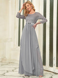 Classic Floral Lace Mother Dress with Long Sleeve Formal Evening Dresses