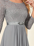 Classic Floral Lace Mother Dress with Long Sleeve Formal Evening Dresses