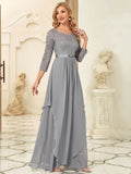 Classic Floral Lace Mother Dress with Long Sleeve Formal Evening Dresses