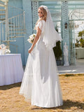 Elegantes Maxi-Brautkleid aus Spitze mit Rüschenärmeln