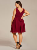 Plus Size Chiffon Sleeveless V Neck Short Bridesmaid Dress Wedding Party Guest Dresses Gowns