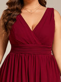 Plus Size Chiffon Sleeveless V Neck Short Bridesmaid Dress Wedding Party Guest Dresses Gowns