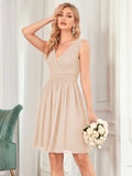 Custom Size Women Sleeveless V Neck Short Bridesmaid Dress Junior Party Prom Dresses