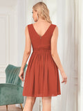 Custom Size Women Sleeveless V Neck Short Bridesmaid Dress Junior Party Prom Dresses