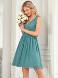 Custom Size Women Sleeveless V Neck Short Bridesmaid Dress Junior Party Prom Dresses