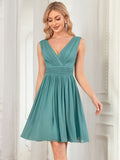 Custom Size Women Sleeveless V Neck Short Bridesmaid Dress Junior Party Prom Dresses