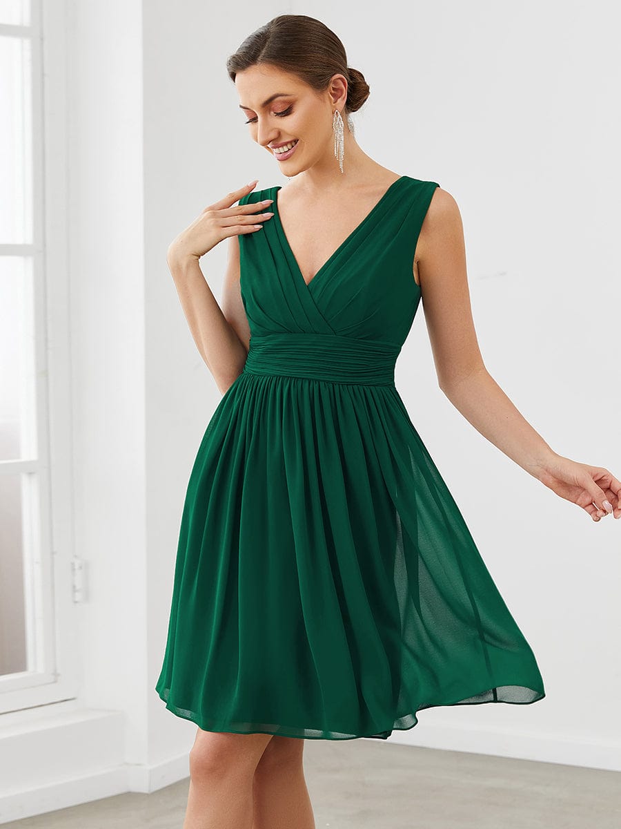 Custom Size Women Sleeveless V Neck Short Bridesmaid Dress Junior Party Prom Dresses