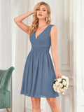 Custom Size Women Sleeveless V Neck Short Bridesmaid Dress Junior Party Prom Dresses