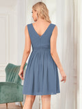 Custom Size Women Sleeveless V Neck Short Bridesmaid Dress Junior Party Prom Dresses